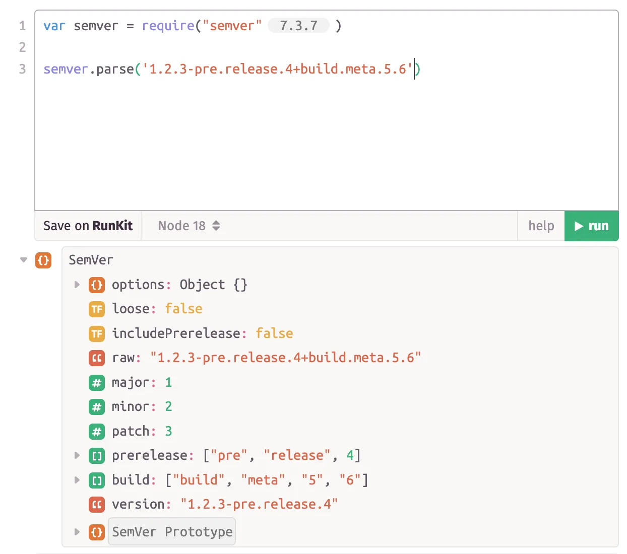 semver properly parses 1.2.3-pre.release.4.5+build.meta.6.7